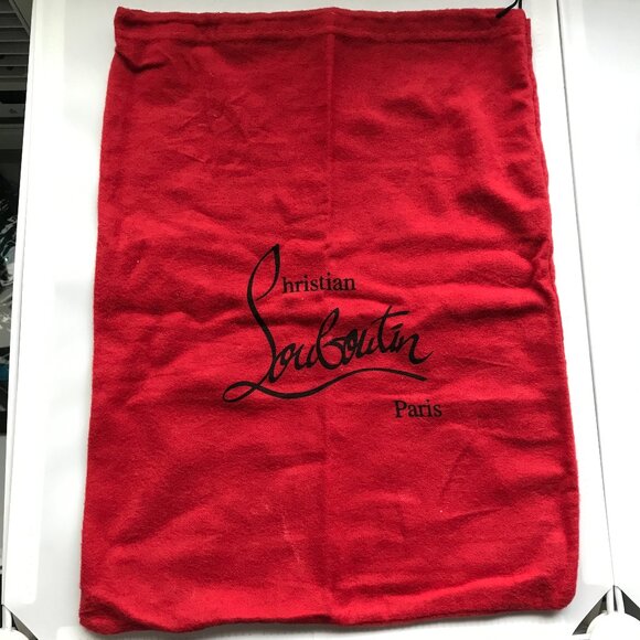 Christian Loubouton Red Fleece Logo Dust Bag Drawstring Close - Picture 1 of 8